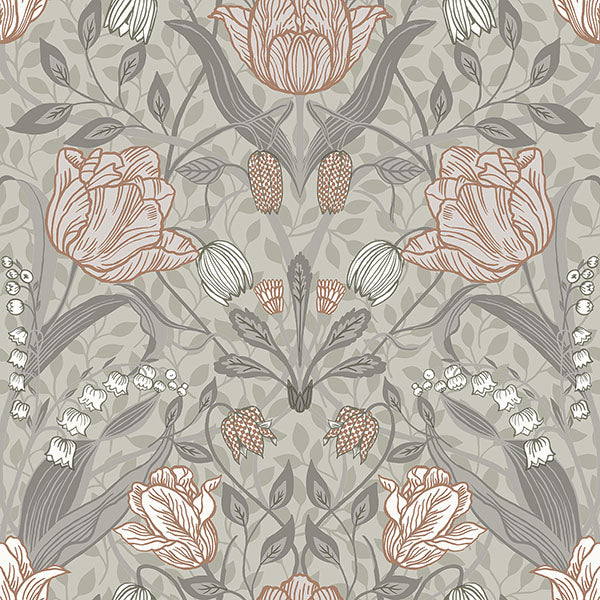 media image for Filippa Grey Tulip Wallpaper 29