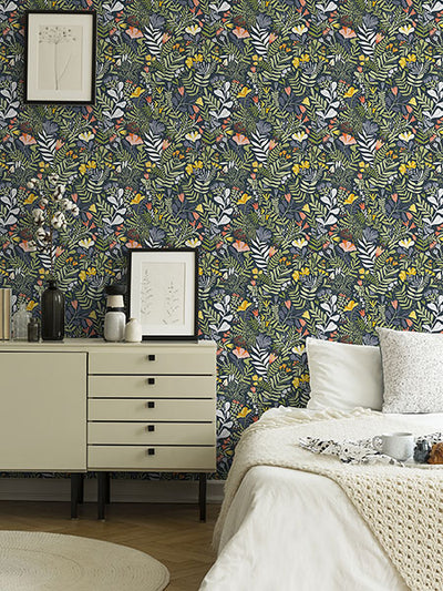 product image for Brittsommar Navy Woodland Floral Wallpaper 46