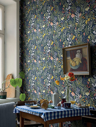 product image for Brittsommar Navy Woodland Floral Wallpaper 43