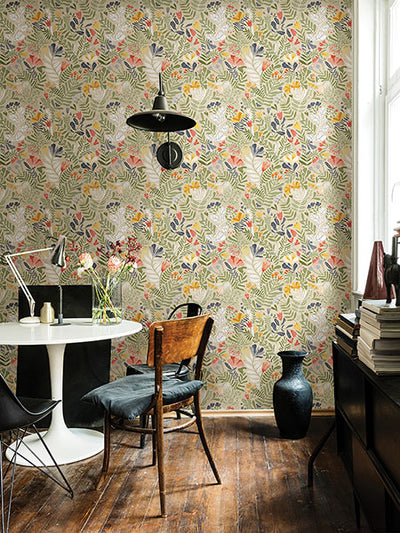 product image for Brittsommar Green Woodland Floral Wallpaper 42