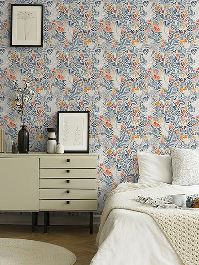 product image for Brittsommar Light Blue Woodland Floral Wallpaper 41