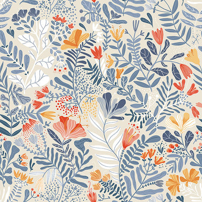 product image for Brittsommar Light Blue Woodland Floral Wallpaper 67