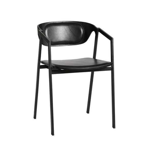 media image for s a c dining chair with black leather woud woud 100031 2 280
