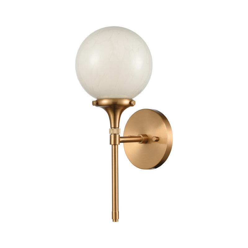 media image for Beverly Hills 1-Light Sconce in Satin Brass with White Feathered Glass by BD Fine Lighting 283