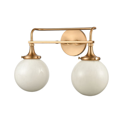 product image for Beverly Hills 2-Light Vanity Light in Satin Brass with White Feathered Glass by BD Fine Lighting 95