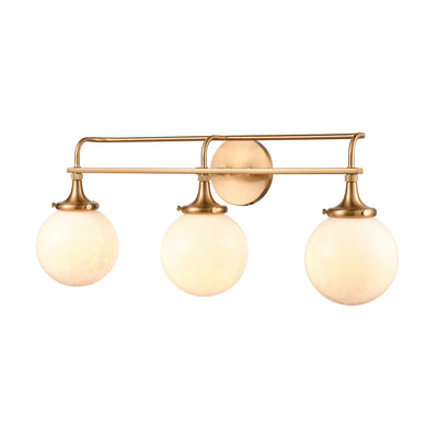product image of Beverly Hills 3-Light Vanity Light in Satin Brass with White Feathered Glass by BD Fine Lighting 593