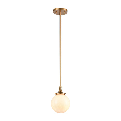 product image of Beverly Hills 1-Light Mini Pendant in Satin Brass with White Feathered Glass by BD Fine Lighting 531