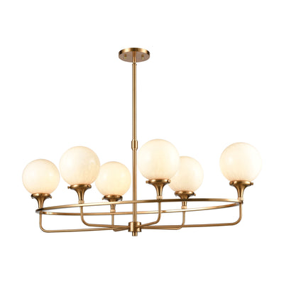product image of Beverly Hills 6-Light Island Light in Satin Brass with White Feathered Glass by BD Fine Lighting 52