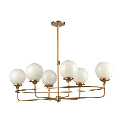 product image for Beverly Hills 6-Light Island Light in Satin Brass with White Feathered Glass by BD Fine Lighting 54