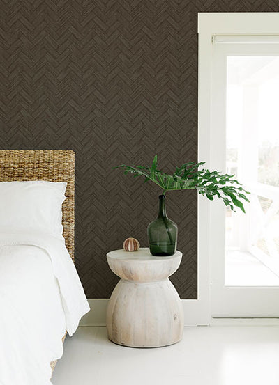 product image for Kaliko Charcoal Wood Herringbone Wallpaper from the Flora & Fauna Collection by Brewster Home Fashions 8