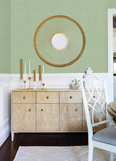 product image of Gump Green Faux Grasscloth Wallpaper from the Flora & Fauna Collection by Brewster Home Fashions 528