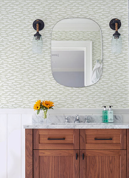 media image for Nunkie Sage Sardine Wallpaper from the Flora & Fauna Collection by Brewster Home Fashions 272