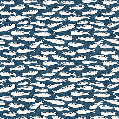 product image of Nunkie Navy Sardine Wallpaper from the Flora & Fauna Collection by Brewster Home Fashions 536