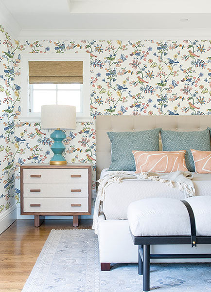 media image for Jinjur Multicolor Bird Trail Wallpaper from the Flora & Fauna Collection by Brewster Home Fashions 271