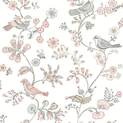 product image of Jinjur Blush Bird Trail Wallpaper from the Flora & Fauna Collection by Brewster Home Fashions 567