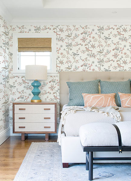 media image for Jinjur Blush Bird Trail Wallpaper from the Flora & Fauna Collection by Brewster Home Fashions 254