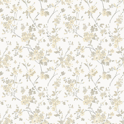 product image of sample glinda light yellow floral trail wallpaper from the flora fauna collection by brewster home fashions 1 552