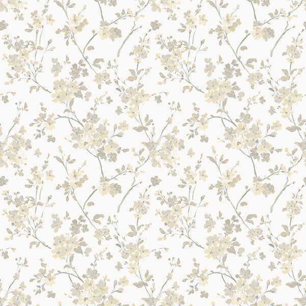 media image for sample glinda light yellow floral trail wallpaper from the flora fauna collection by brewster home fashions 1 235