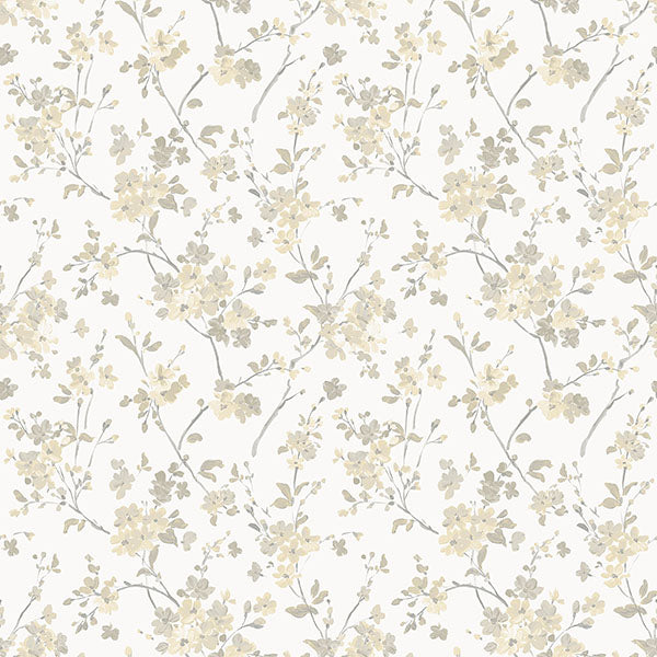 media image for sample glinda light yellow floral trail wallpaper from the flora fauna collection by brewster home fashions 1 235