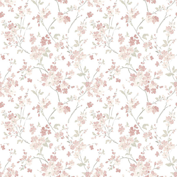 media image for Glinda Rose Floral Trail Wallpaper from the Flora & Fauna Collection by Brewster Home Fashions 259