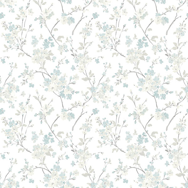 media image for Glinda Aqua Floral Trail Wallpaper from the Flora & Fauna Collection by Brewster Home Fashions 212