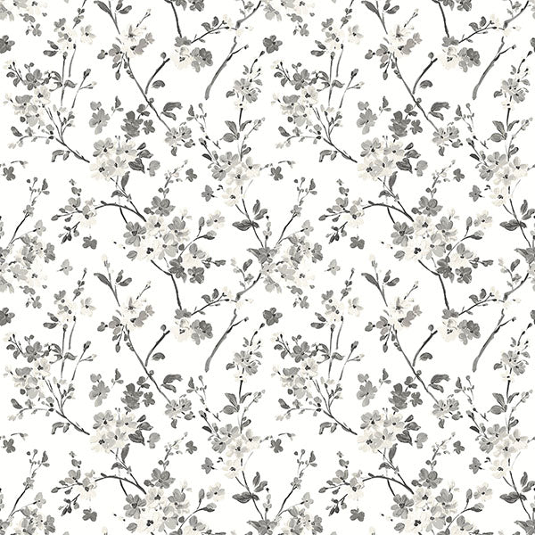 media image for Glinda Black Floral Trail Wallpaper from the Flora & Fauna Collection by Brewster Home Fashions 221