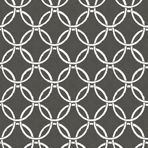 media image for Quelala Black Ring Ogee Wallpaper from the Flora & Fauna Collection by Brewster Home Fashions 256