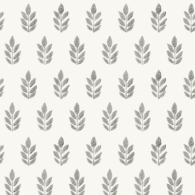 product image of Ervic Charcoal Leaf Block Print Wallpaper from the Flora & Fauna Collection by Brewster H 568