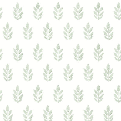 product image of Ervic Green Leaf Block Print Wallpaper from the Flora & Fauna Collection by Brewster Home Fashions 581