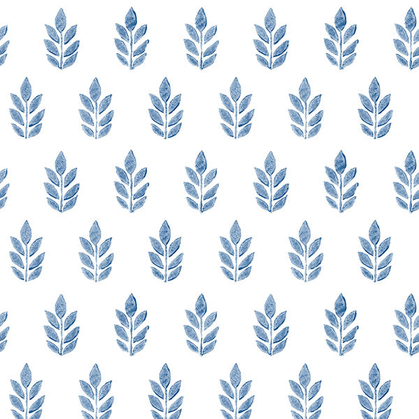 media image for sample ervic blue leaf block print wallpaper from the flora fauna collection by brewster home fashions 1 253