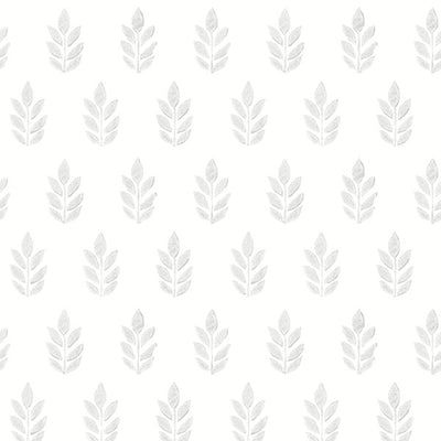 product image of Ervic Light Grey Leaf Block Print Wallpaper from the Flora & Fauna Collection by Brewster Home Fashions 517
