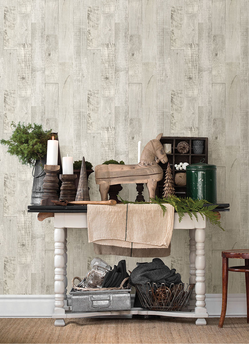 media image for Chebacco Grey Wood Planks Wallpaper from the Thoreau Collection by Brewster 274