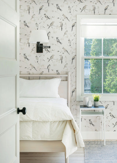 product image for Birdsong Grey Trail Wallpaper from the Thoreau Collection by Brewster 63