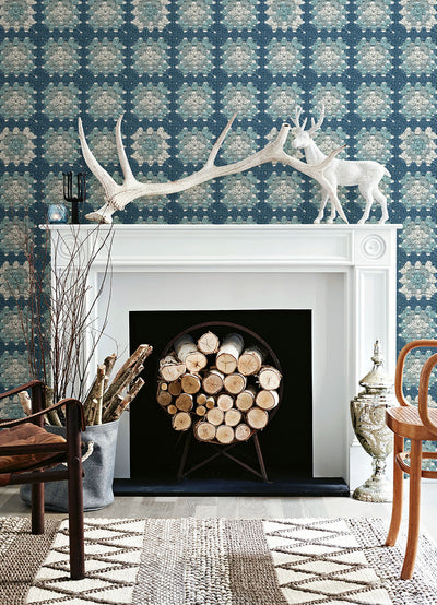 product image for Maud Blue Crochet Geometric Wallpaper from the Thoreau Collection by Brewster 6