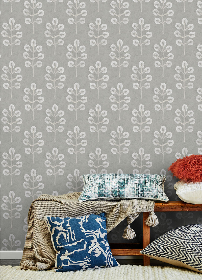 media image for Plum Tree Grey Botanical Wallpaper from the Thoreau Collection by Brewster 290