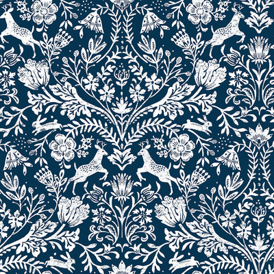 product image for Forest Dance Navy Damask Wallpaper from the Thoreau Collection by Brewster 50