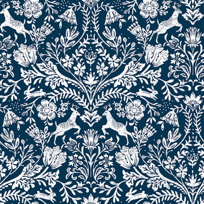 product image of sample forest dance navy damask wallpaper from the thoreau collection by brewster 1 584