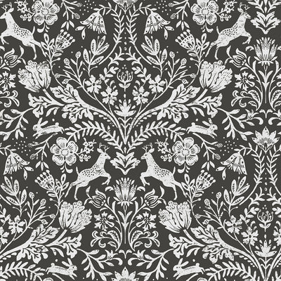 product image of sample forest dance charcoal damask wallpaper from the thoreau collection by brewster 1 549