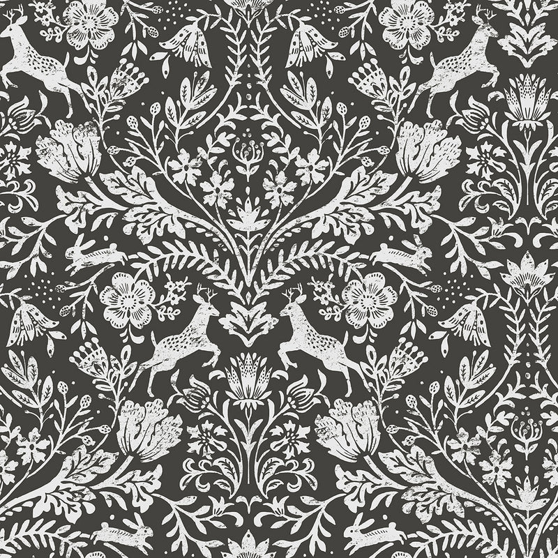 media image for sample forest dance charcoal damask wallpaper from the thoreau collection by brewster 1 286