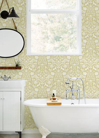 product image for Forest Dance Honey Damask Wallpaper from the Thoreau Collection by Brewster 96