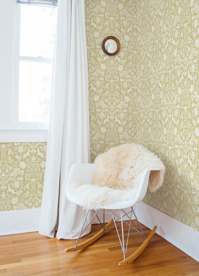 product image for Forest Dance Honey Damask Wallpaper from the Thoreau Collection by Brewster 53