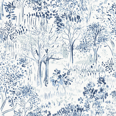 product image for Walden Navy Forest Wallpaper from the Thoreau Collection by Brewster 53