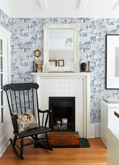 product image for Walden Navy Forest Wallpaper from the Thoreau Collection by Brewster 85