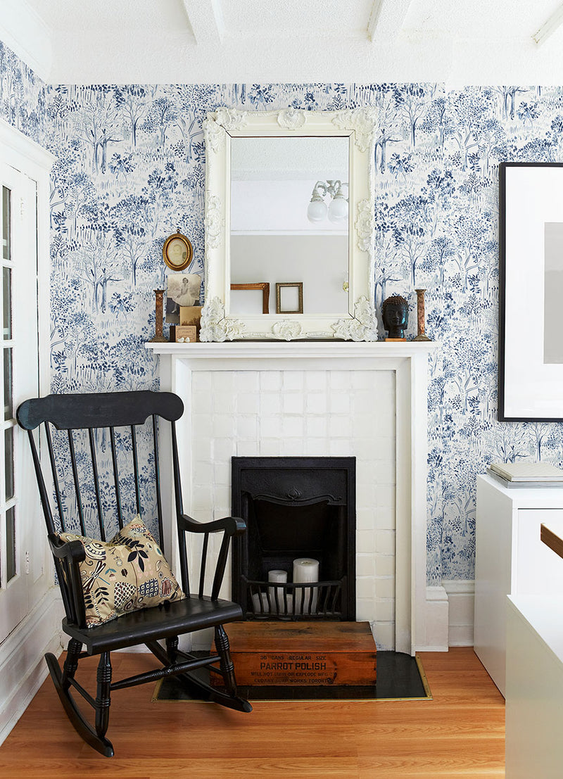 media image for Walden Navy Forest Wallpaper from the Thoreau Collection by Brewster 219