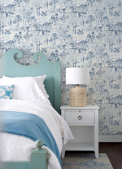 product image for Walden Navy Forest Wallpaper from the Thoreau Collection by Brewster 84