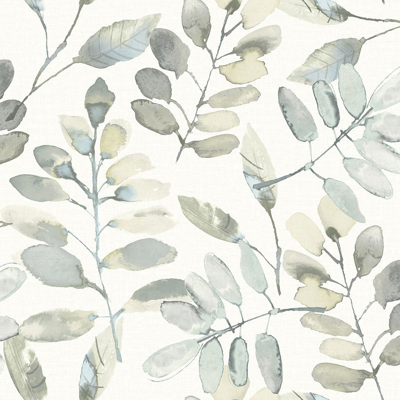 media image for Pinnate Grey Leaves Wallpaper from the Thoreau Collection by Brewster 217