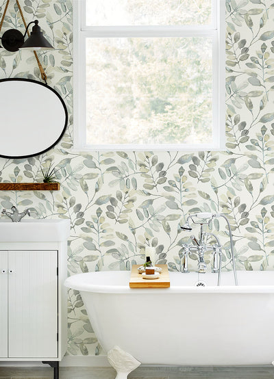 product image for Pinnate Grey Leaves Wallpaper from the Thoreau Collection by Brewster 21