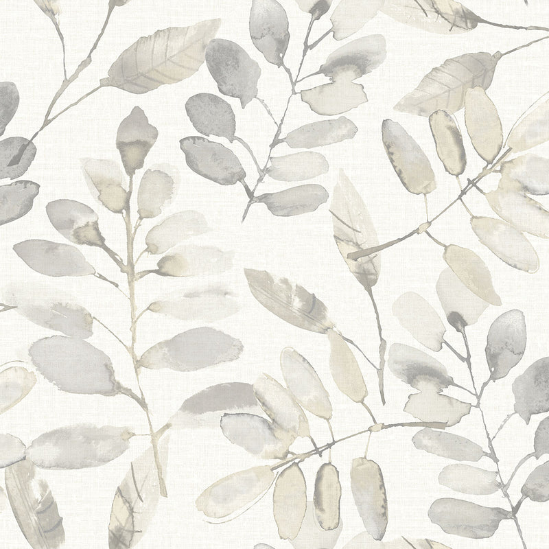 media image for sample pinnate taupe leaves wallpaper from the thoreau collection by brewster 1 247
