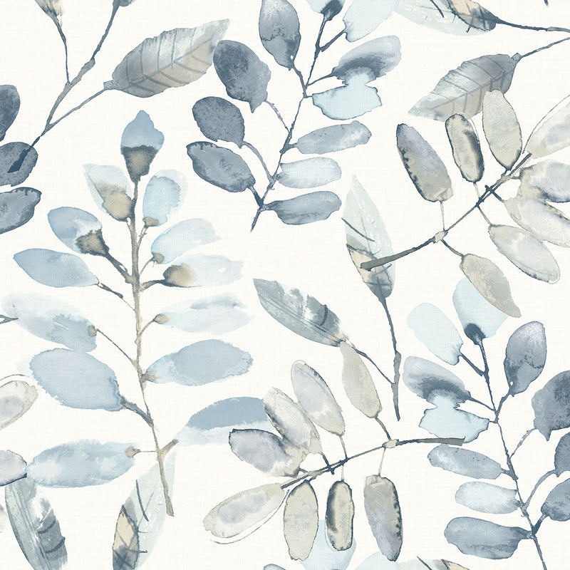 media image for sample pinnate blue leaves wallpaper from the thoreau collection by brewster 1 253