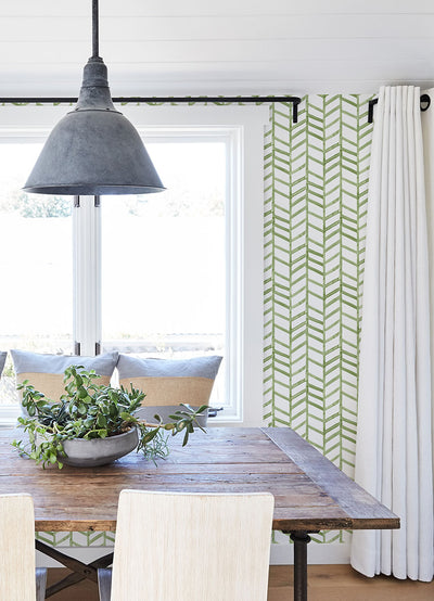 product image for Fletching Green Geometric Wallpaper from the Thoreau Collection by Brewster 22
